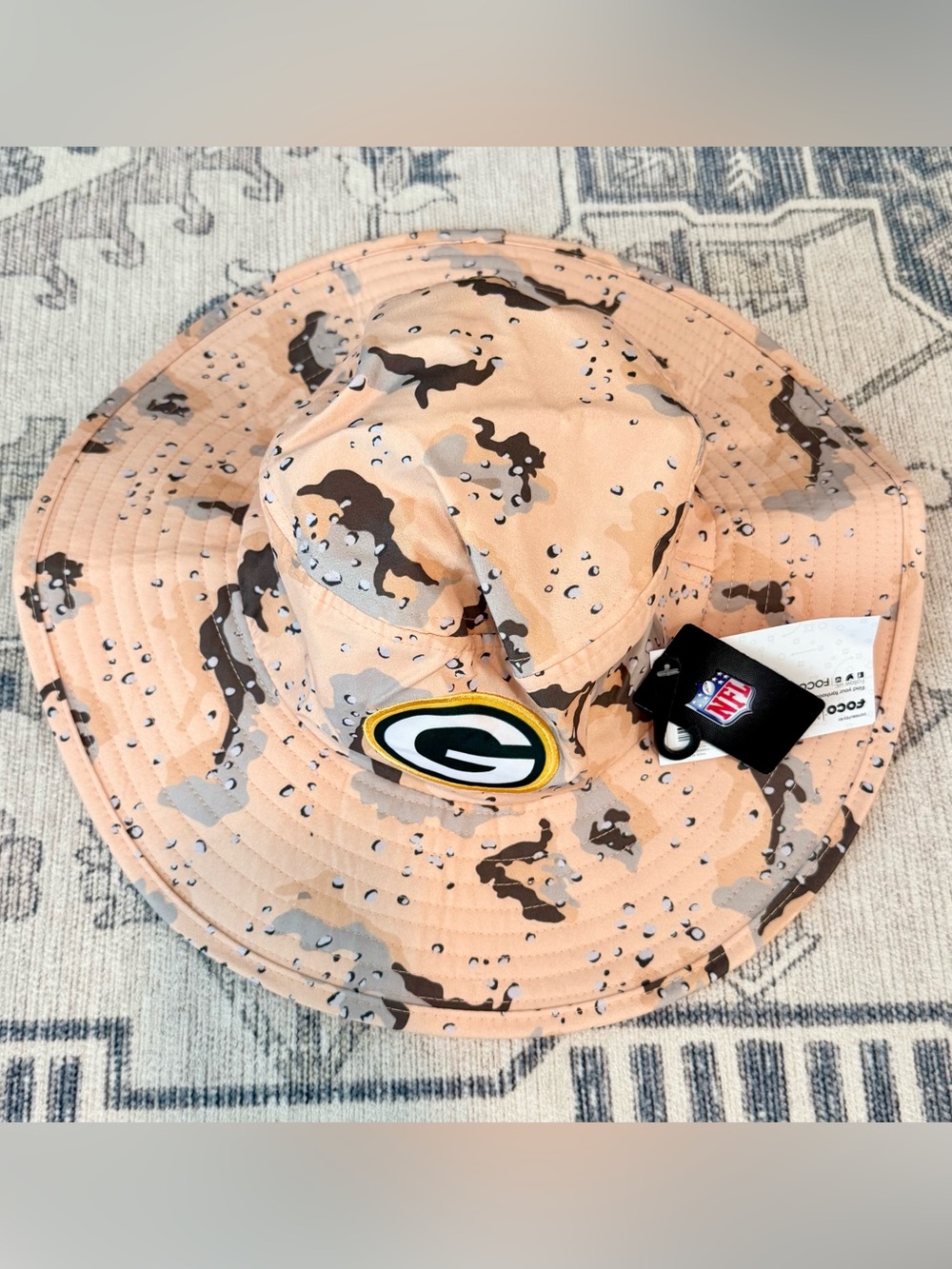 NWT FOCO Green Bay Packers Desert Camo Boonie Bucket Hat NFL Licensed Sun Hat